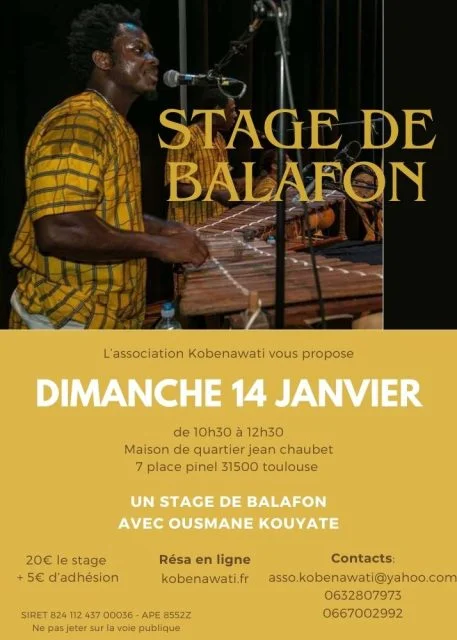 stage balafon 14 janvier&nbsp;24